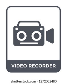 video recorder icon vector on white background, video recorder trendy filled icons from Electronic devices collection, video recorder simple element illustration
