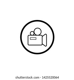 video recorder icon vector in the round frame