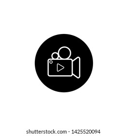 video recorder icon vector in the round frame