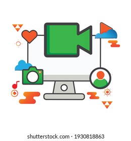 video recorder illustration. computer illustration. Flat vector icon. can use for, icon design element,ui, web, app.
