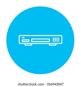 Video recorder line icon for web, mobile and infographics. Vector white icon on the light blue circle isolated on white background.
