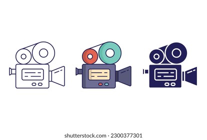 video recorder line and solid illustration icon