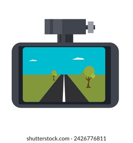 Video recorder. Video recording on the road, vector illustration