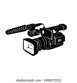 Video recorder silhouette Logo Vintage Hand Drawn