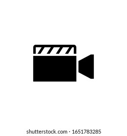 Video recorder vector icon in black solid flat isolated on white background