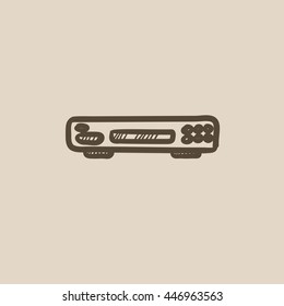 Vektorgrafik-Vektorsymbol für Videorekorder, einzeln auf Hintergrund. Handgezeichnetes Videorecorder-Symbol. Bildrecorder-Sketch-Symbol für Infografik, Website oder App.