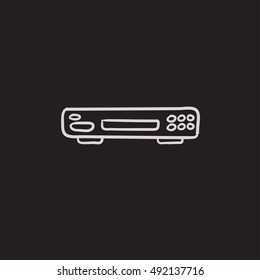 Icono de esbozo vectorial de grabadora de vídeo aislado en el fondo. Icono de grabadora de vídeo dibujado a mano. Icono de esbozo de grabadora de vídeo para infografía, sitio web o aplicación.