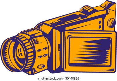 Video recorder woodcut style