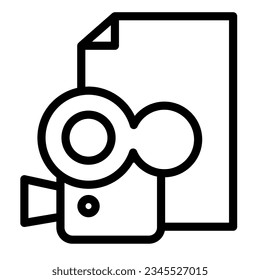 Video recording file, camera line icon, web design concept, multimedia file format vector sign on white background, outline style icon mobile concept web design. Vector graphics.