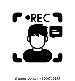 Video Icono de glifo de grabación, Ilustración vectorial