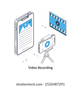 Video recording  Isometric stock illustration. EPS File stock illustration