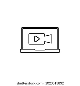 video recording on laptop icon. Element of video player for mobile concept and web apps. Thin line icon for website design and development, app development. Premium icon on white background