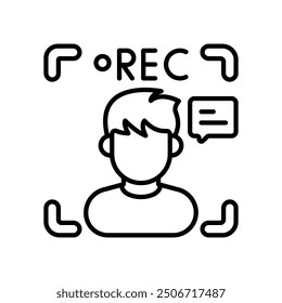 Video Recording Outline Icon, Vector illustration