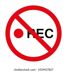 Video recording is prohibited. Camcorder icon is missing. Flat style. Isolated on white background. Vector graphics
