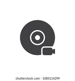 Video recording vector icon. filled flat sign for mobile concept and web design. Camera disk drive simple solid icon. Symbol, logo illustration. Pixel perfect vector graphics