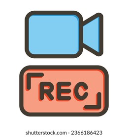 Video Recording Vector Thick Line Filled Colors Icon For Personal And Commercial Use.
