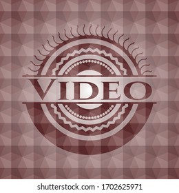 Video red badge with geometric pattern. Seamless. 