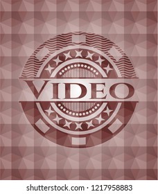 Video red geometric pattern emblem. Seamless.