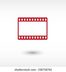 video - red vector  icon with shadow