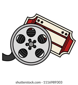 video reel with cinema ticket