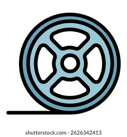Video reel icon. Outline video reel vector icon color flat isolated