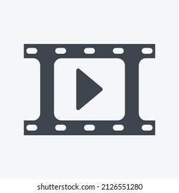 Video Reel Icon in trendy glyph style isolated on soft blue background