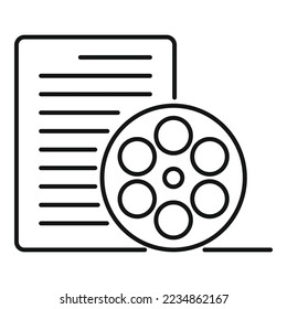 Video reel scenario icon outline vector. Film activity. Book shoot