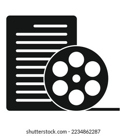 Video reel scenario icon simple vector. Film activity. Book shoot