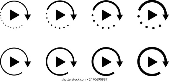 Video replay icon design set