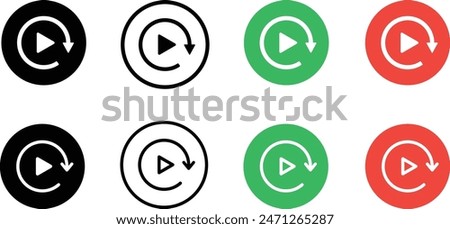 Video replay icon design set