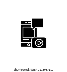 Video report black icon concept. Video report flat  vector symbol, sign, illustration.