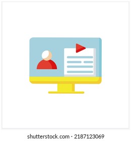 Video Resume Flat Icon. Online Shared Cv. Distanced, Remote Job Interview. Personal Recruitment Information. Job Search, Employment, Career Growth Concept. Isolated Vector Illustration