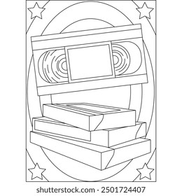 Video Página de libro para colorear de tecnología retro para niños y adultos Colorear creativa Actividad de relajación consciente