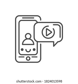Video review black icon. Custom video content. Sign for web page, mobile app, button, logo. Vector isolated element. Editable stroke.