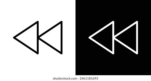 Video Rewind Icon Set. Media Backtracking Symbol. Audio-Visual Rewind Button Sign. Playback Control Icon.