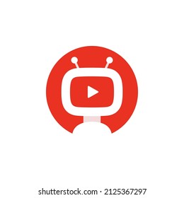 Video robot icon Videobot logo design Simple video service bot Vector illustration