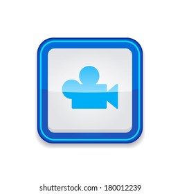Video  Rounded Corner Vector Blue Web Icon Button