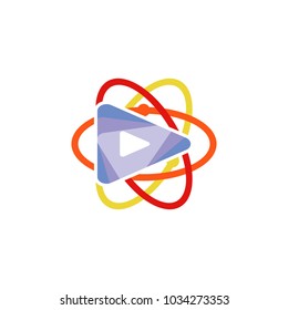 Video Science Atom Logo Icon Design