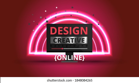Video screen play button, Streaming preview template, 3d with likes and hearts, happy live, social media concept with media icons, chat box and , creative design, cute multimedia  vector