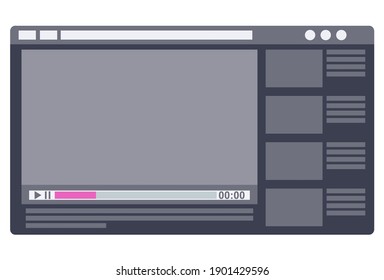 Video screen vector illustration. Video player or recorder. Movie concept. Template for web and mobile apps.