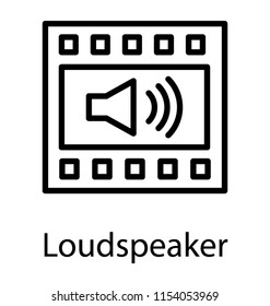 
Video screen with volume symbol, loudspeaker icon
