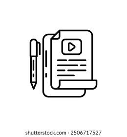 Video Script Outline Icon, Vector illustration