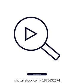 Video Search vector icon, Video Search Vector illustration