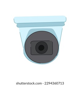 caricatura de la cámara de seguridad de vídeo. sistema de seguridad, control de la tecnología de vídeo seguridad de la señal de la cámara. ilustración vectorial de símbolo aislado