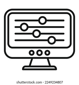 Video security control icon outline vector. Server remote. Screen work