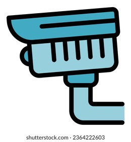 Vector de contorno de icono de seguridad de vídeo. Instalaciones hoteleras. Color de la habitación moderno plano