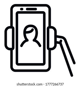 Video selfie icon. Outline video selfie vector icon for web design isolated on white background