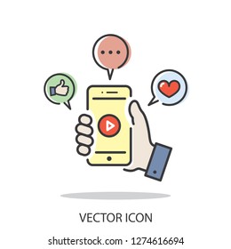 video, selfie icon vector