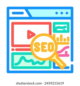 video seo color icon vector. video seo sign. isolated symbol illustration