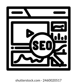 video seo line icon vector. video seo sign. isolated contour symbol black illustration